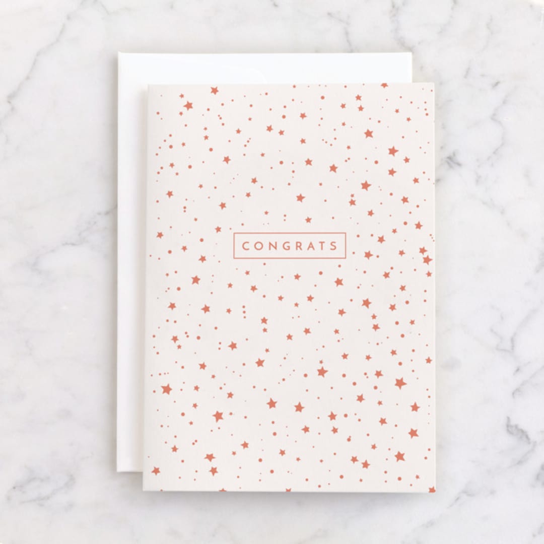 "Starry Celebration" - Single Greeting Cards in Blush by Lori Wemple - Front