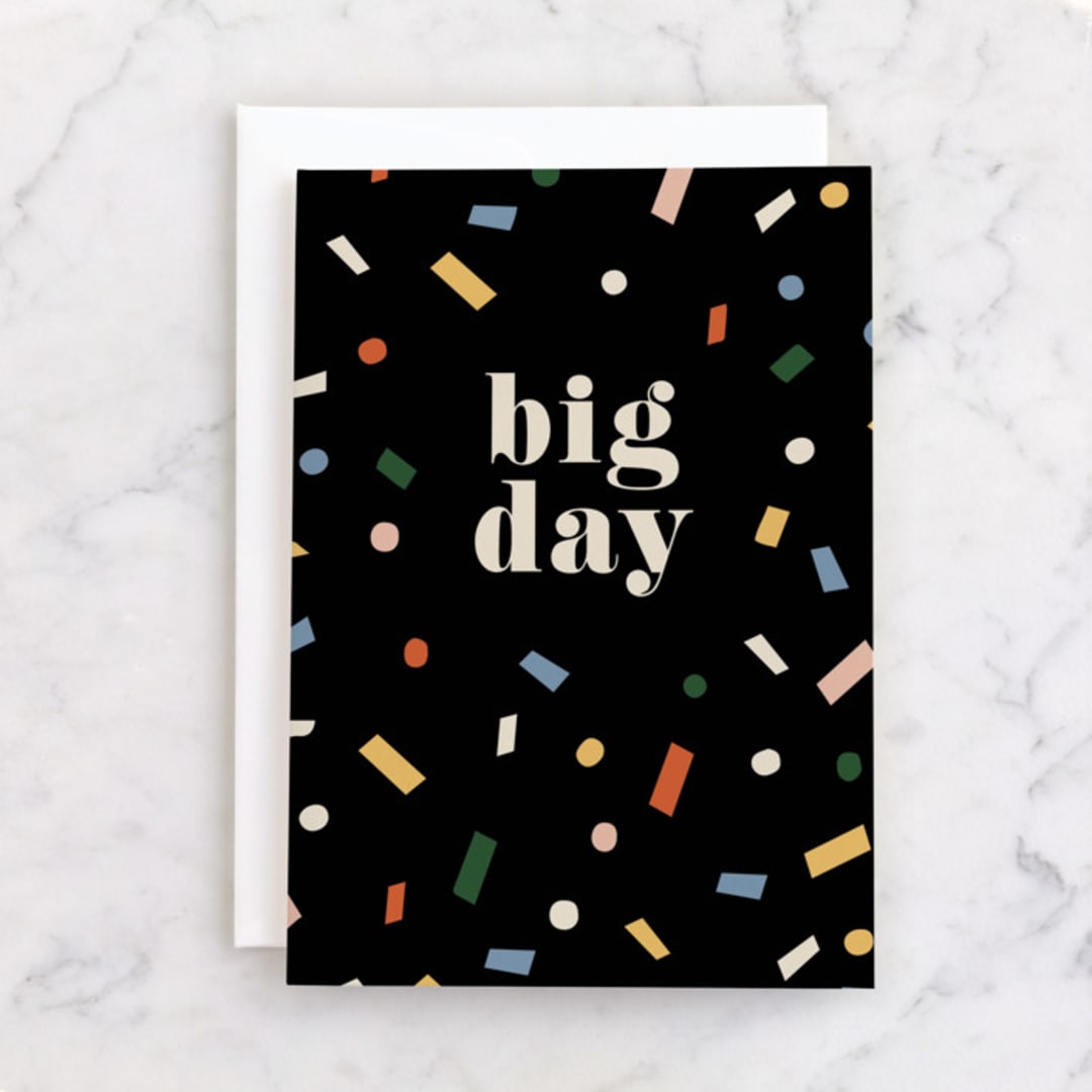 "Big Day" - Single Greeting Cards in Ink by Amy Kross - Front
