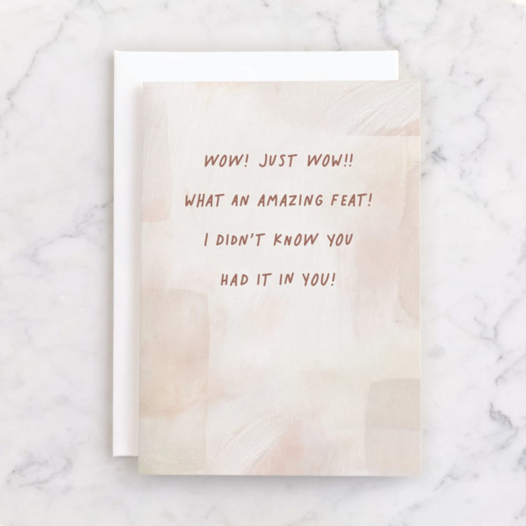 "Amazing Feat" - Single Greeting Cards in Coral by Hooray Creative - Front