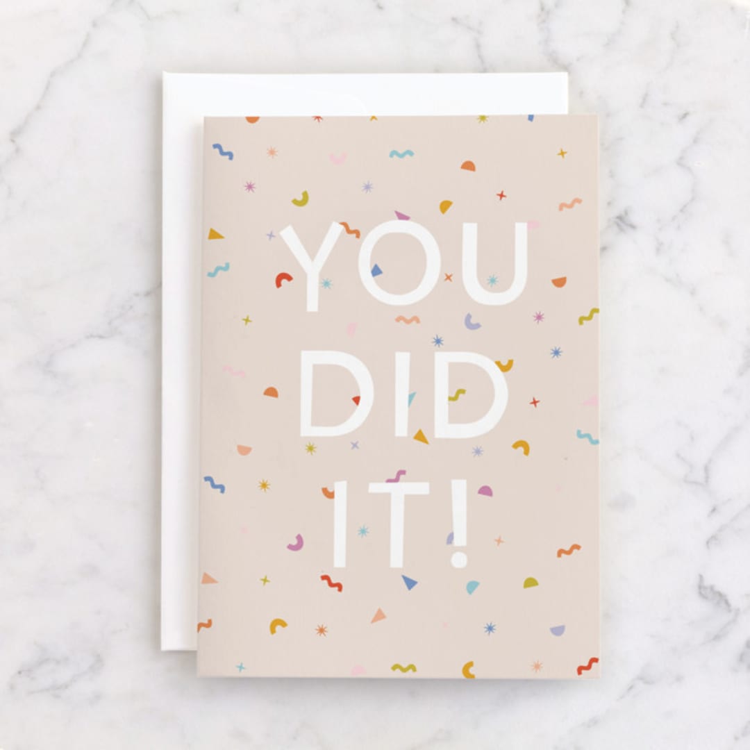 "You Did It!" - Single Greeting Cards in Cream by Ellen Schlegelmilch - Front