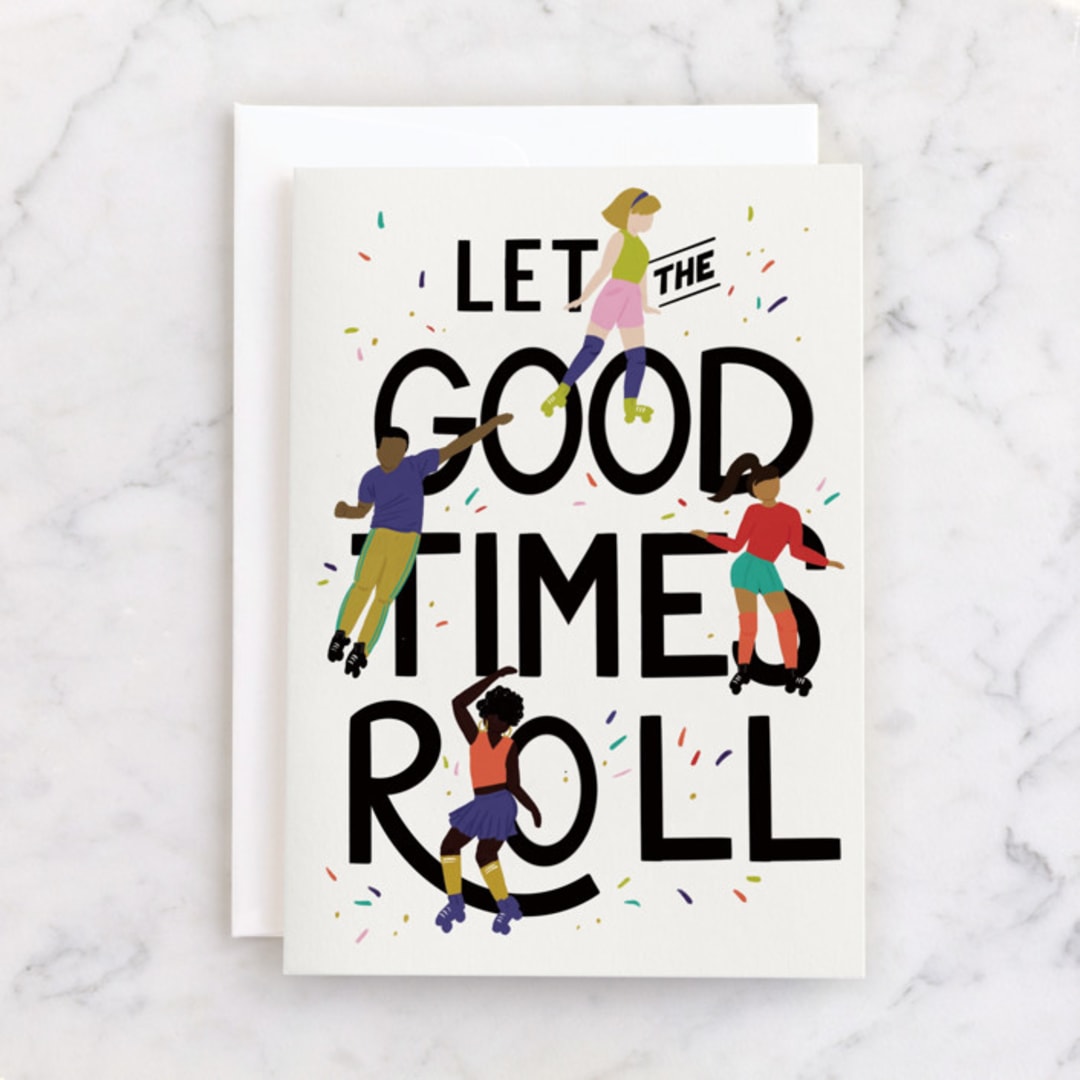 "let the good times roll" - Single Greeting Cards in Confetti by Shiny Penny Studio - Front