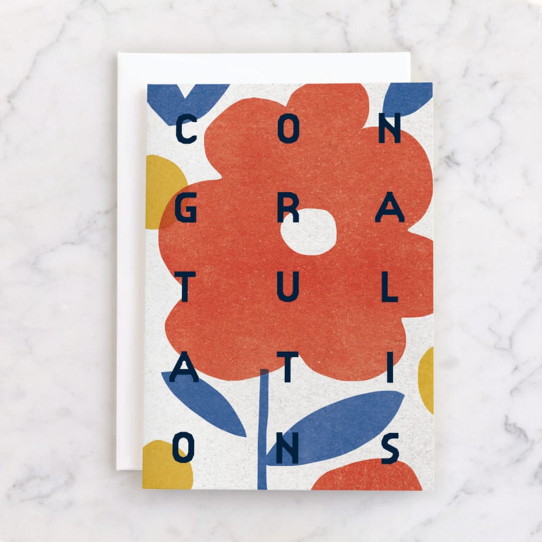 "bold flower" - Single Greeting Cards in Tangerine by Sumak Studio - Front