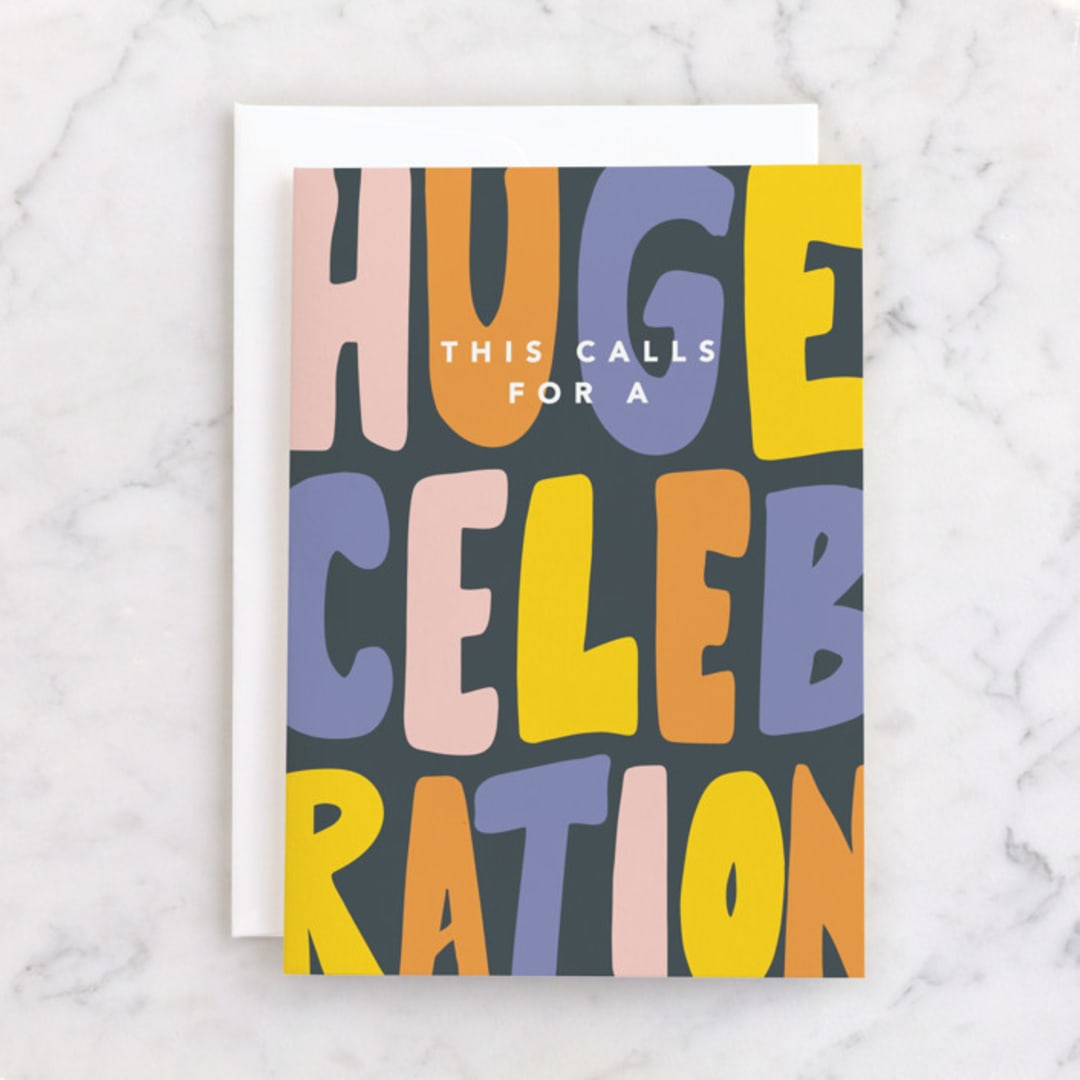 "Huge celebration" - Single Greeting Cards in Deep Sea by Creo Study - Front