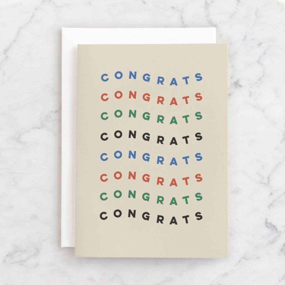 "congrats wave" - Single Greeting Cards in Cream by Amy Kross - Front