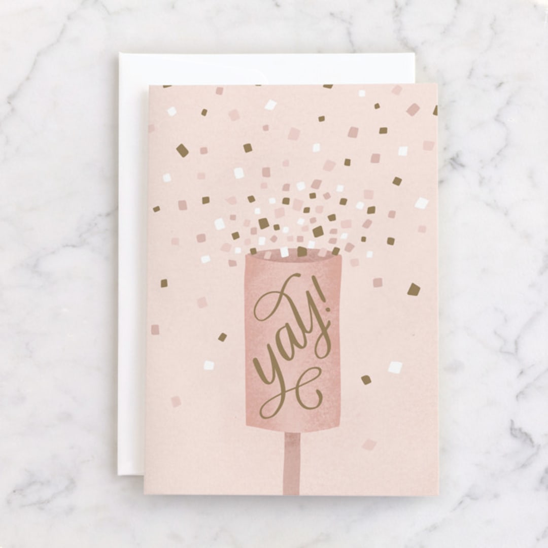 "Party Popper" - Single Greeting Cards in Ballet Slipper by Carolyn Kach - Front