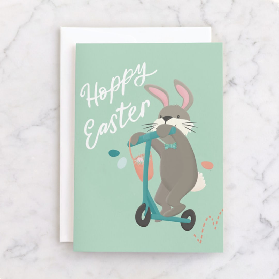"Hoppy Easter" - Single Greeting Cards in Mint by Charter Oaks Creative - Front