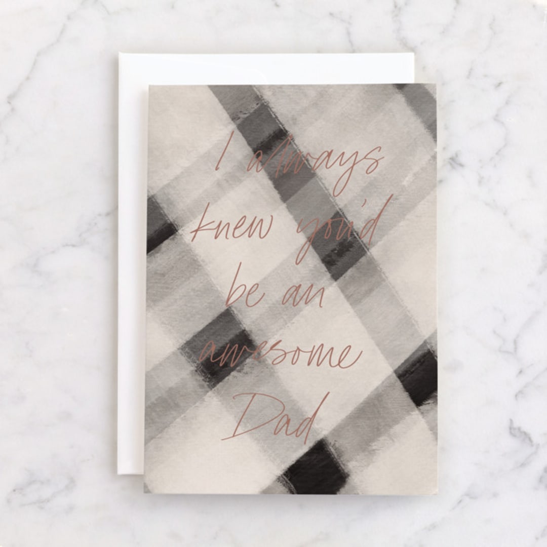 "Awesome dad" - Single Greeting Cards in Plaid by Stacey Meacham - Front