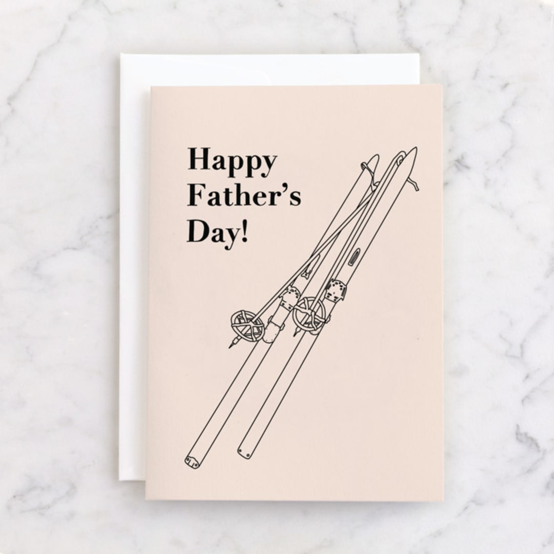 "Ski Dad" - Single Greeting Cards in Beige by Coit Creative - Front
