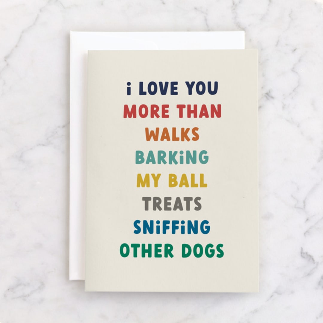 "Puppy Love" - Single Greeting Cards in Beige by Jessica Williams - Front