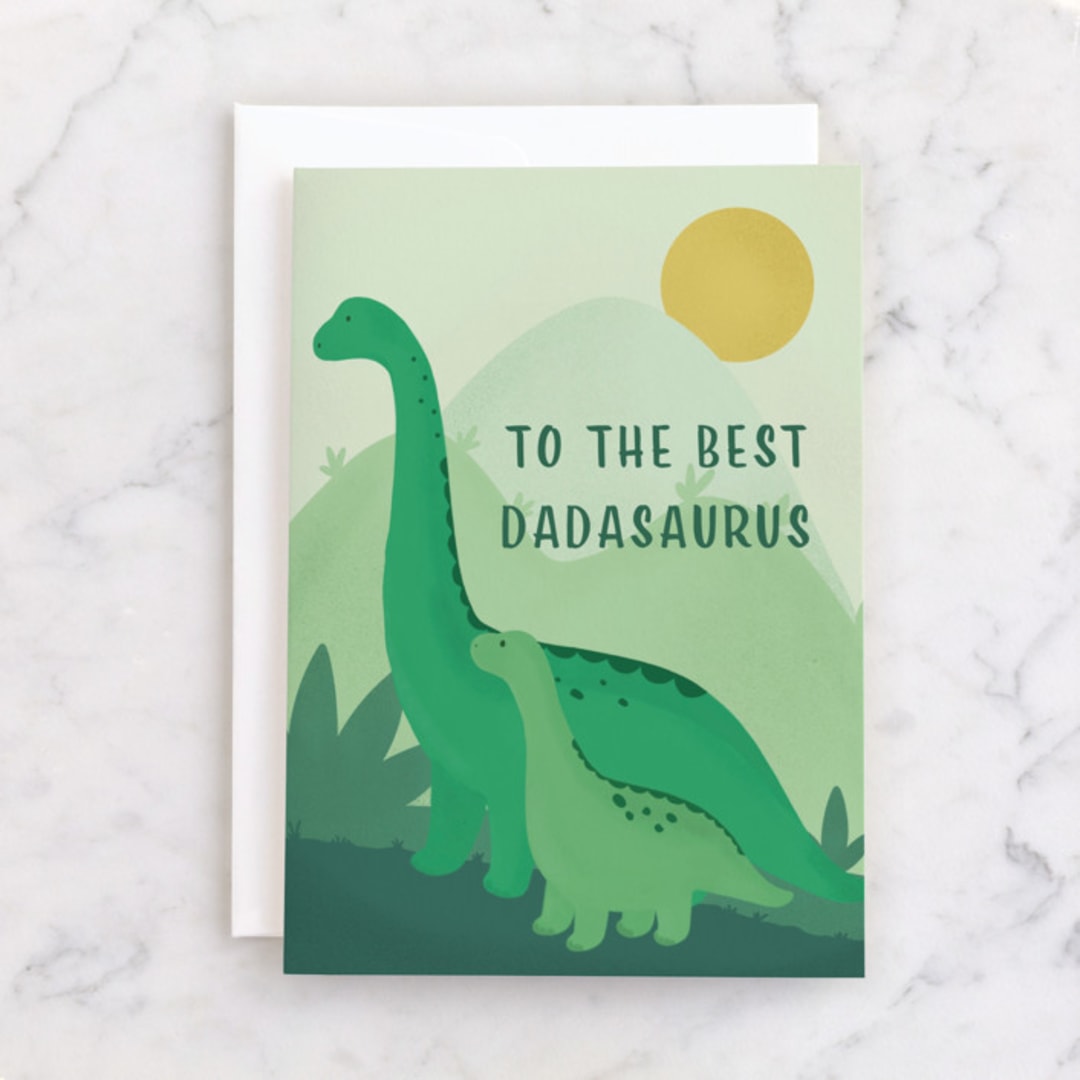 "Dino Dad" - Single Greeting Cards in Greenery by Tennie and Co. - Front