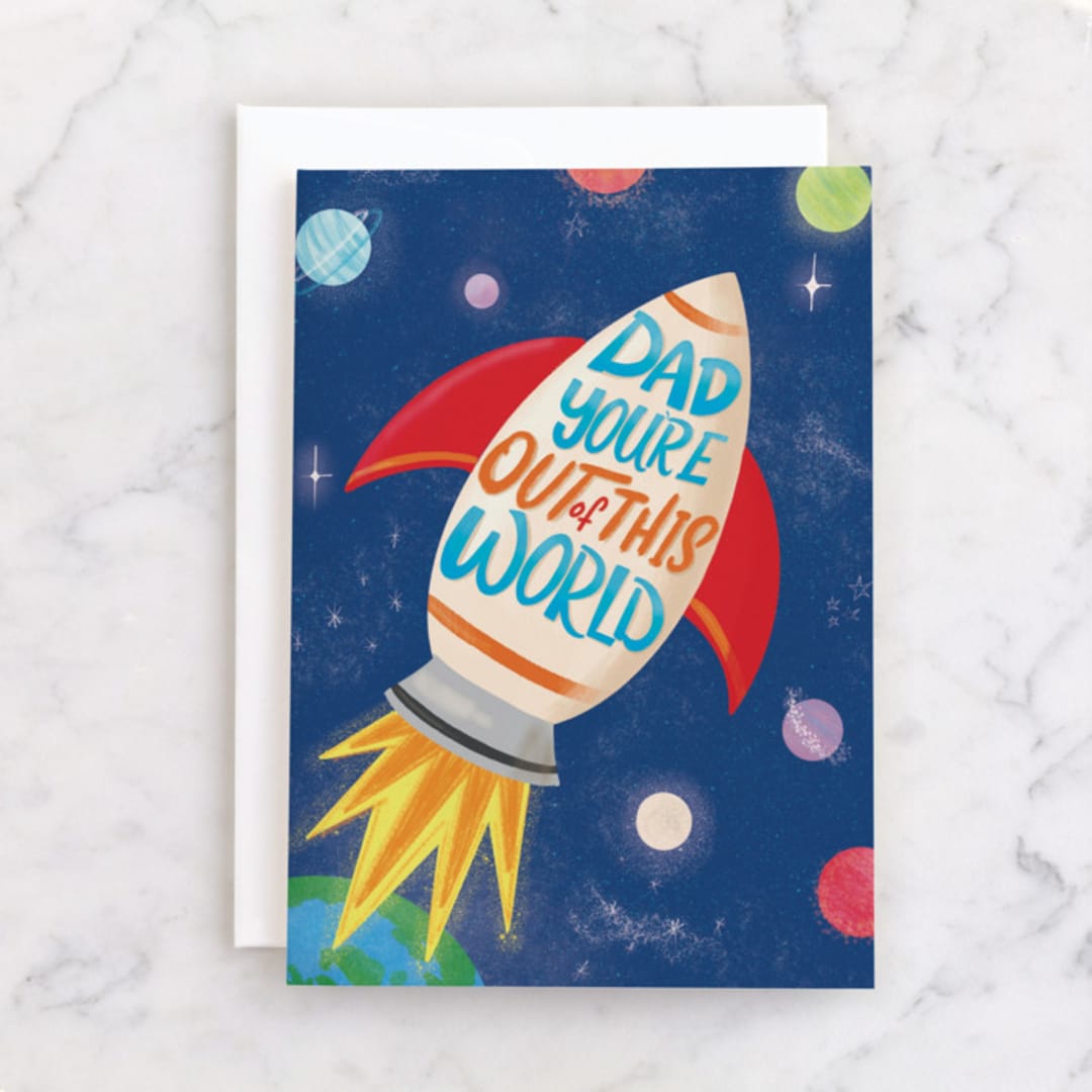 "Out of this World" - Single Greeting Cards in Space by Urban Daisies - Front