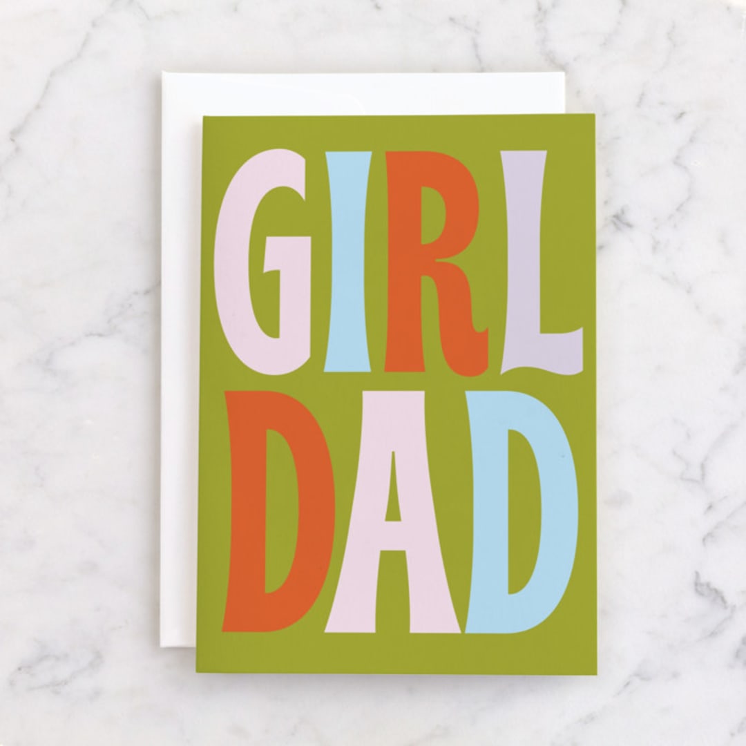 "Girl Dad Rock" - Single Greeting Cards in Moss by Baumbirdy - Front