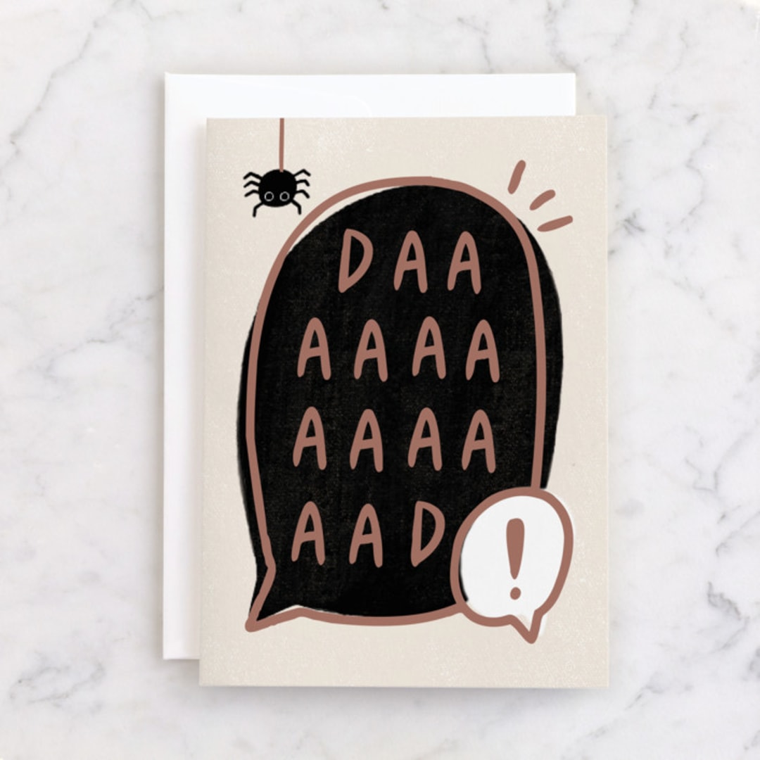 "DAAAAAAAAD" - Single Greeting Cards in Beige by Cindy Chu - Front