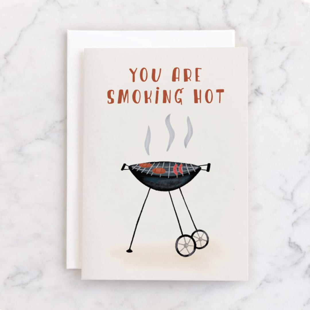 "Smoking Hot" - Single Greeting Cards in Cream by Juliana Zimmermann - Front