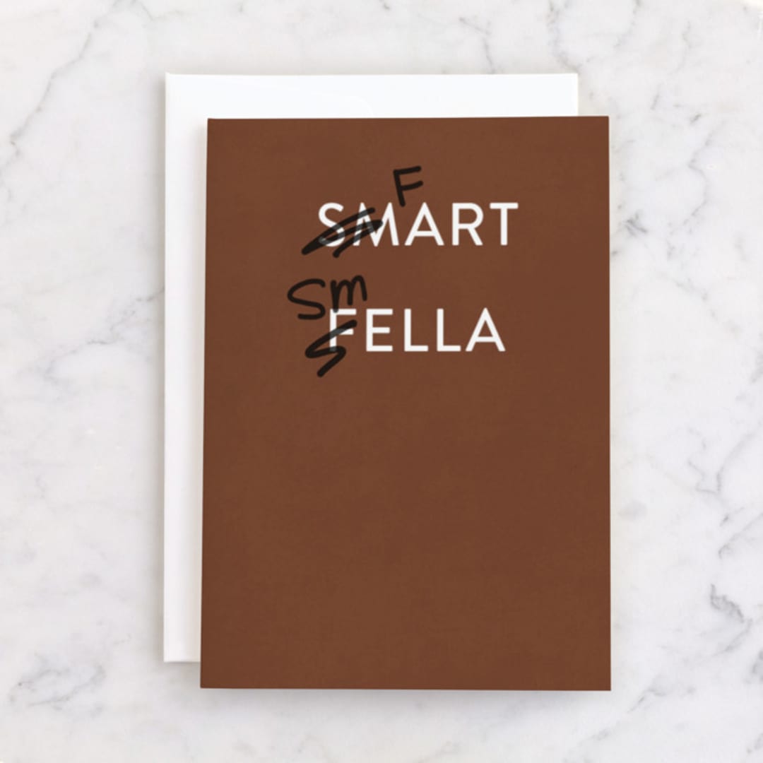 "Smart Fella" - Single Greeting Cards in Cocoa by Dawn Pope - Front
