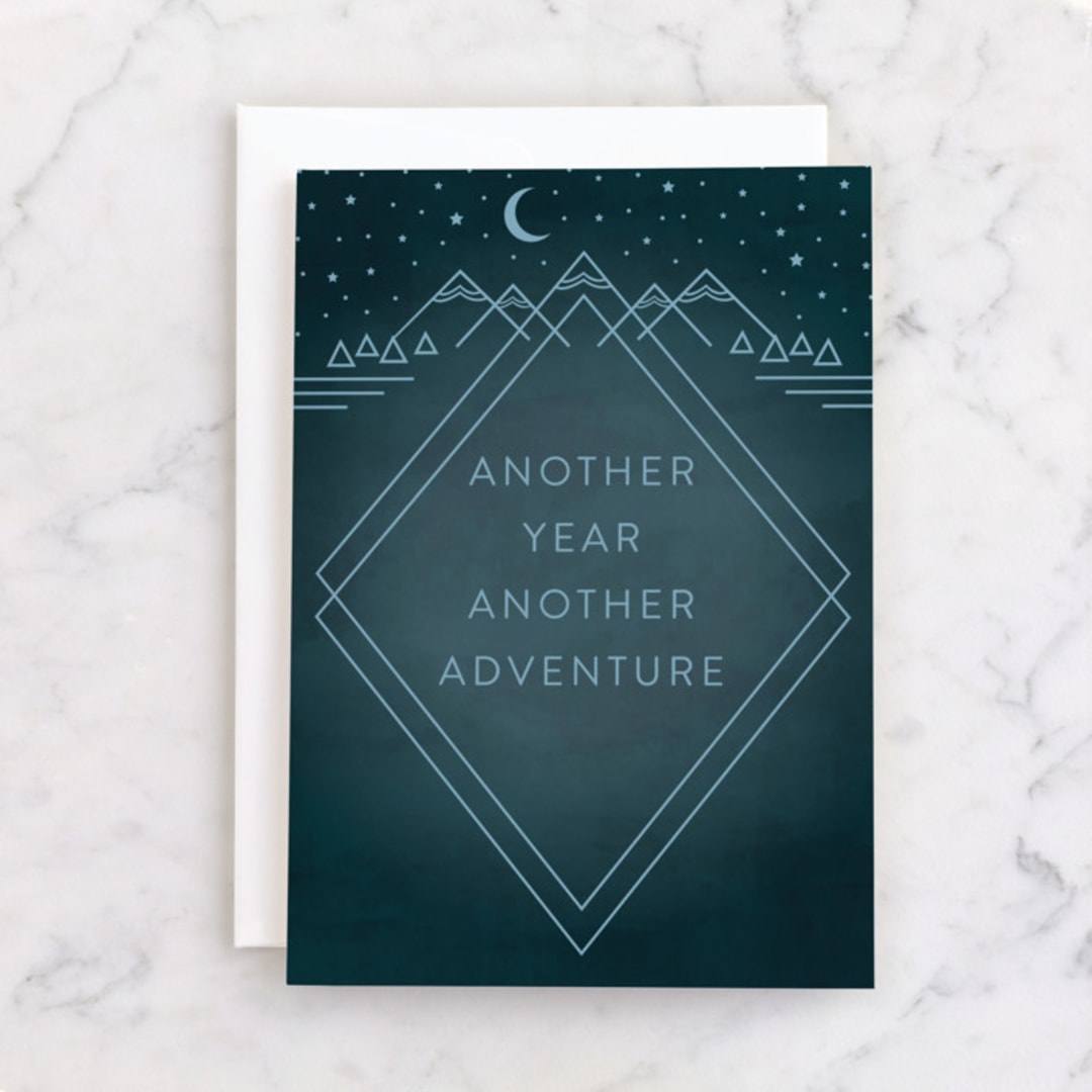 "Mountain Sky" - Single Greeting Cards in Navy by Summer Winkelman - Front
