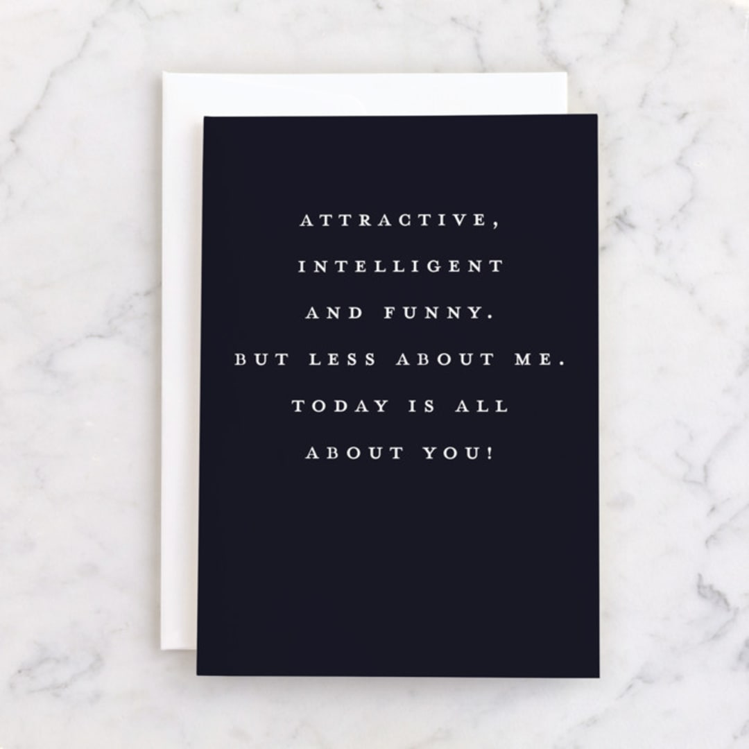 "Happy Birthday Handsome" - Single Greeting Cards in Navy by Juliana Zimmermann - Front