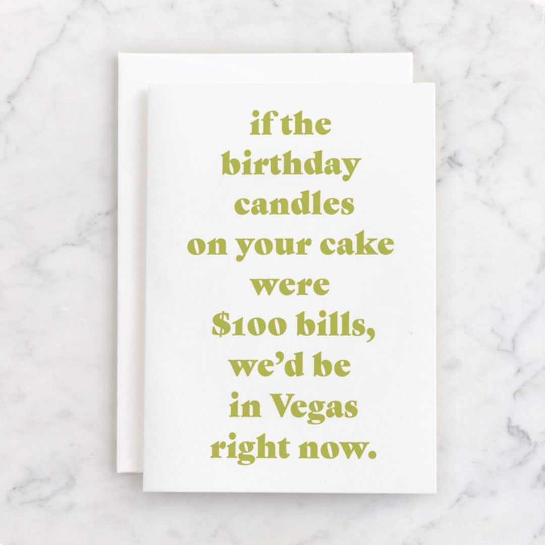 "Vegas" - Single Greeting Cards in Mustard by Lissabeth Anglin - Front