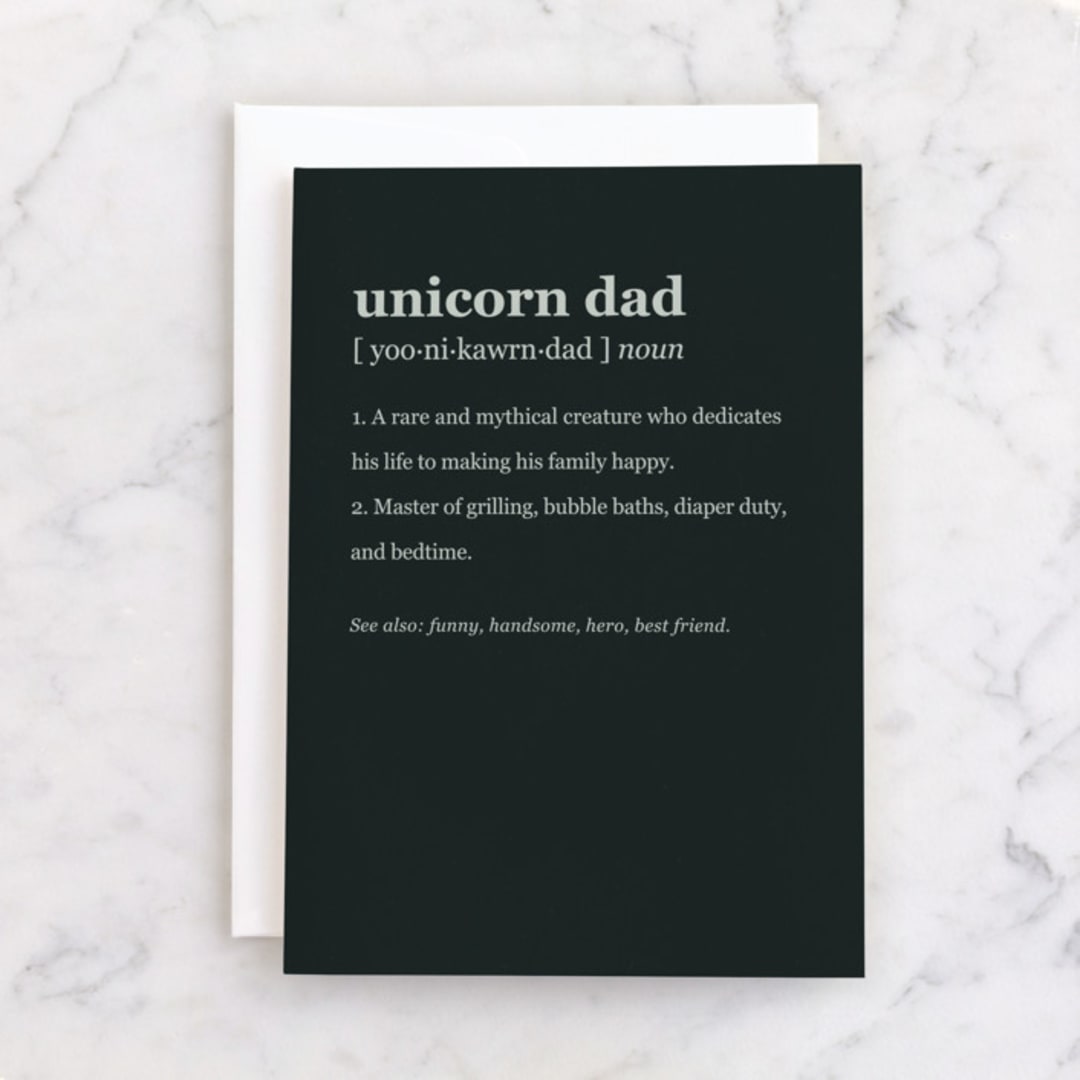 "Unicorn Dad" - Single Greeting Cards in Seaweed by Maria Alou - Front