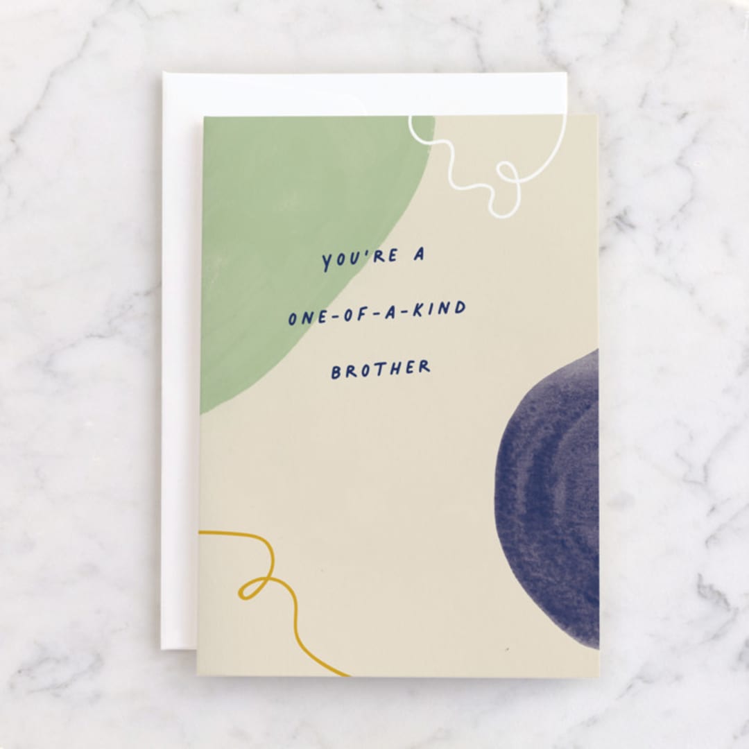 "One-of-a-kind brother" - Single Greeting Cards in Cream by Pixel and Hank - Front
