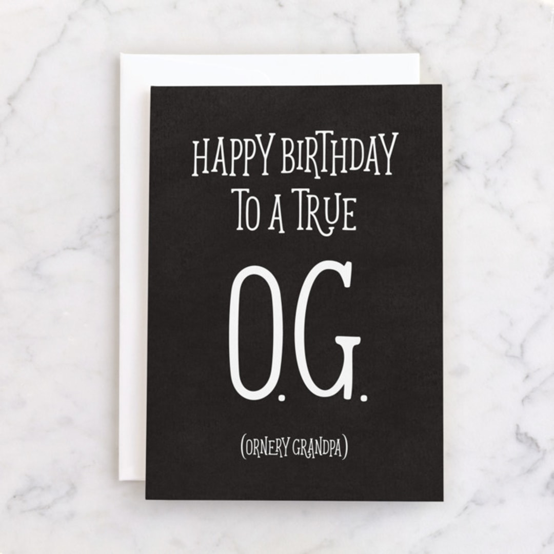"OG Birthday" - Single Greeting Cards in Granite by Shannon Kohn - Front