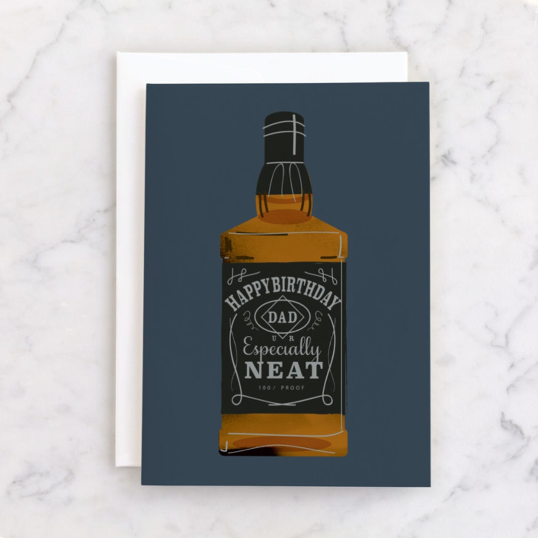 "whiskey neat" - Single Greeting Cards in Navy by Baumbirdy - Front