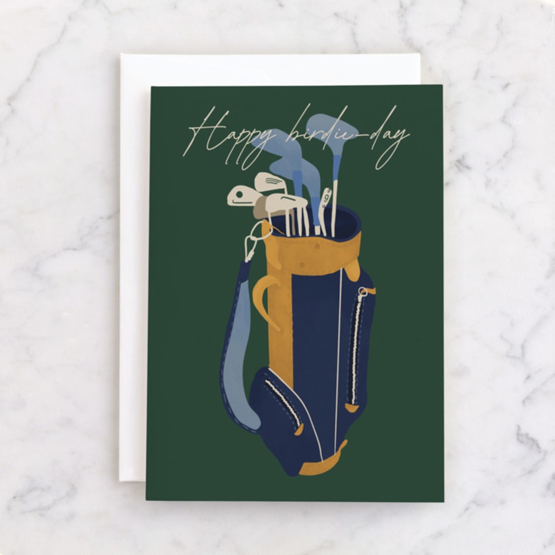 "Birdieday" - Single Greeting Cards in Evergreen by Tamara Hilje - Front