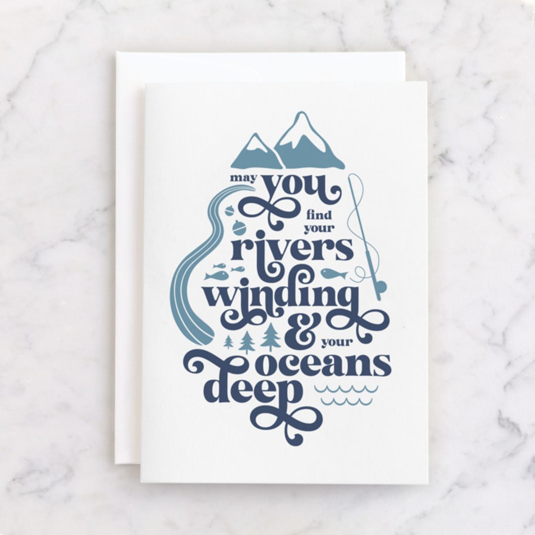 "oceans deep" - Single Greeting Cards in Ocean by Kamala Nahas - Front