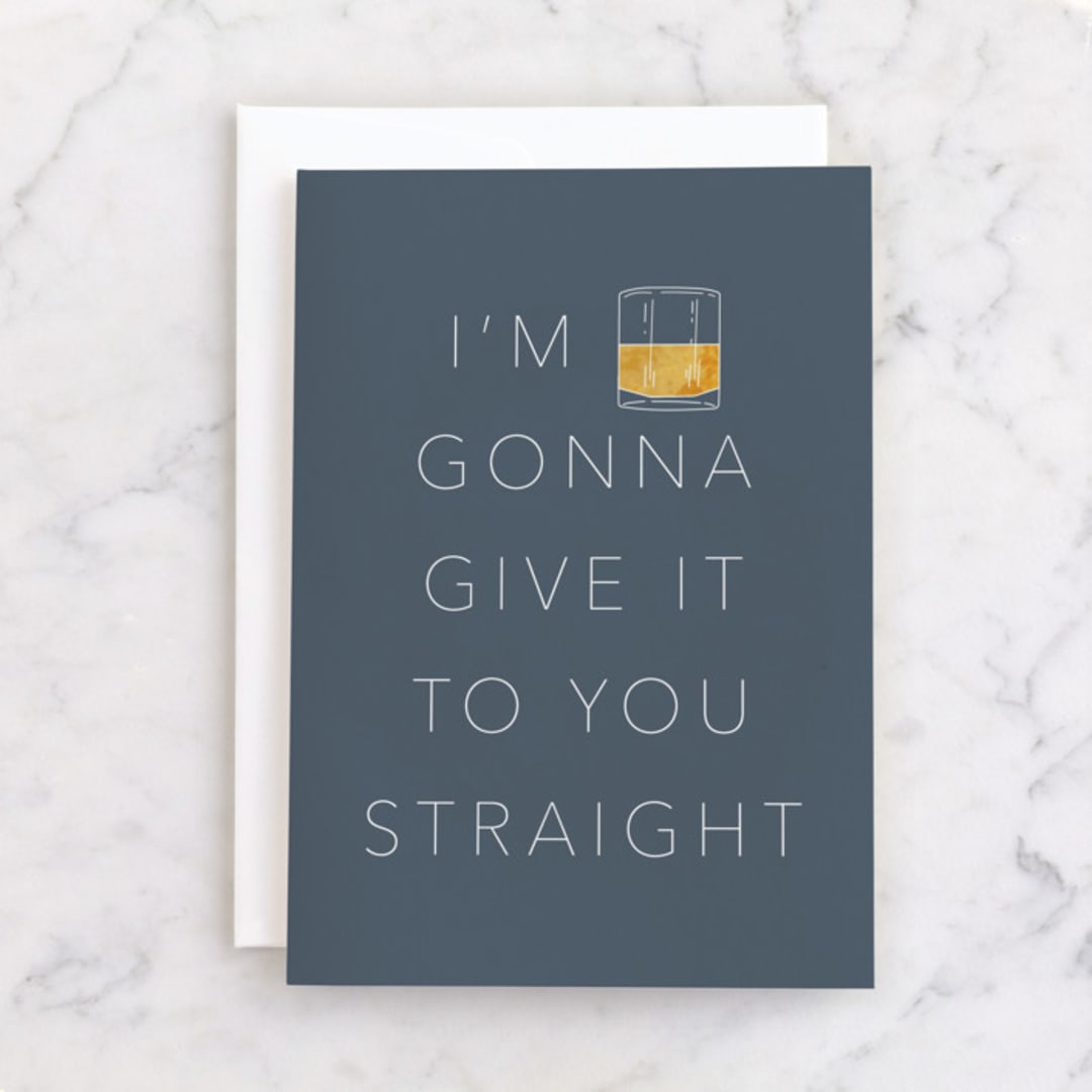 "Straight Whiskey" - Single Greeting Cards in Navy by Nicole Senecal - Front