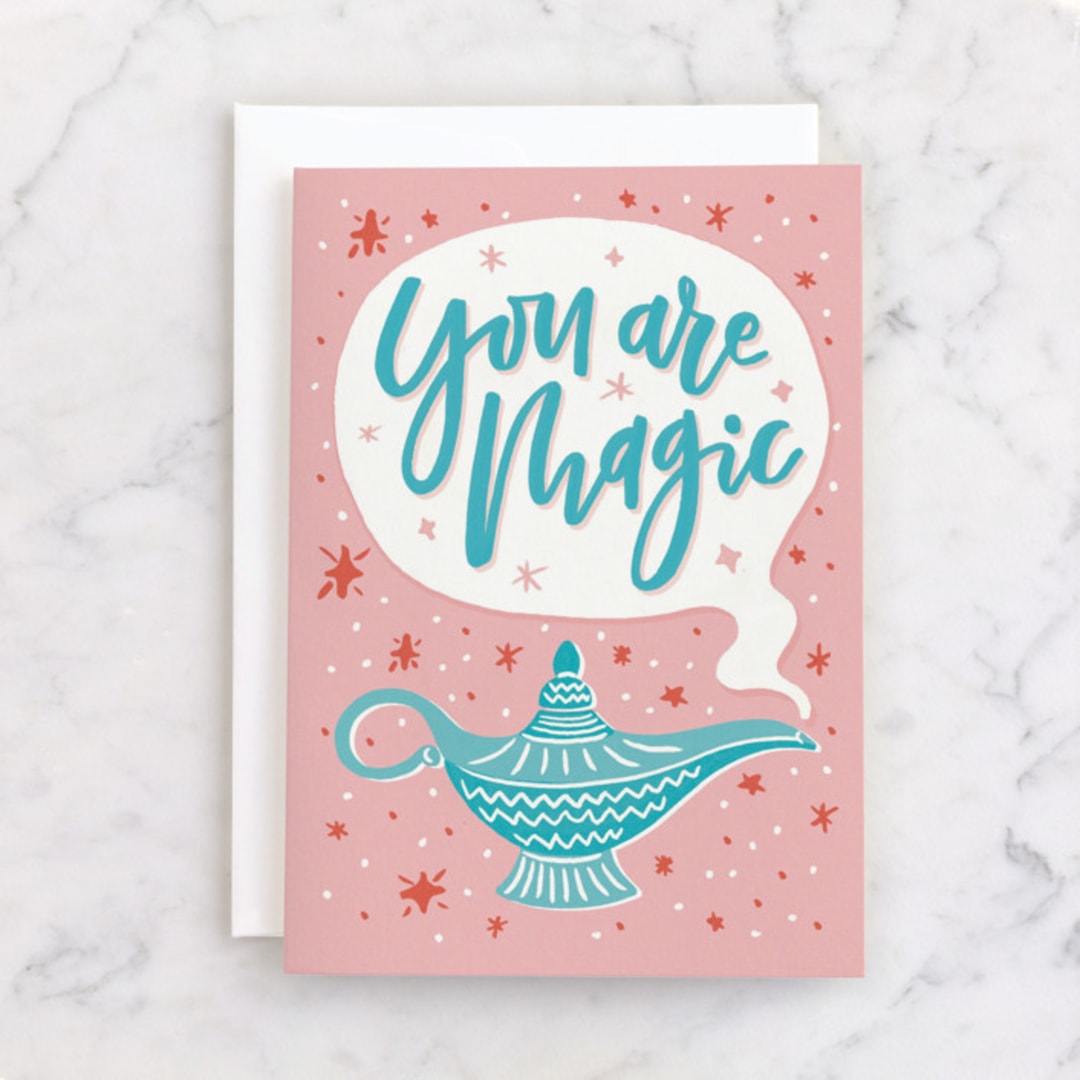 "You are Magic" - Single Greeting Cards in Pink by Stacy Kim - Front