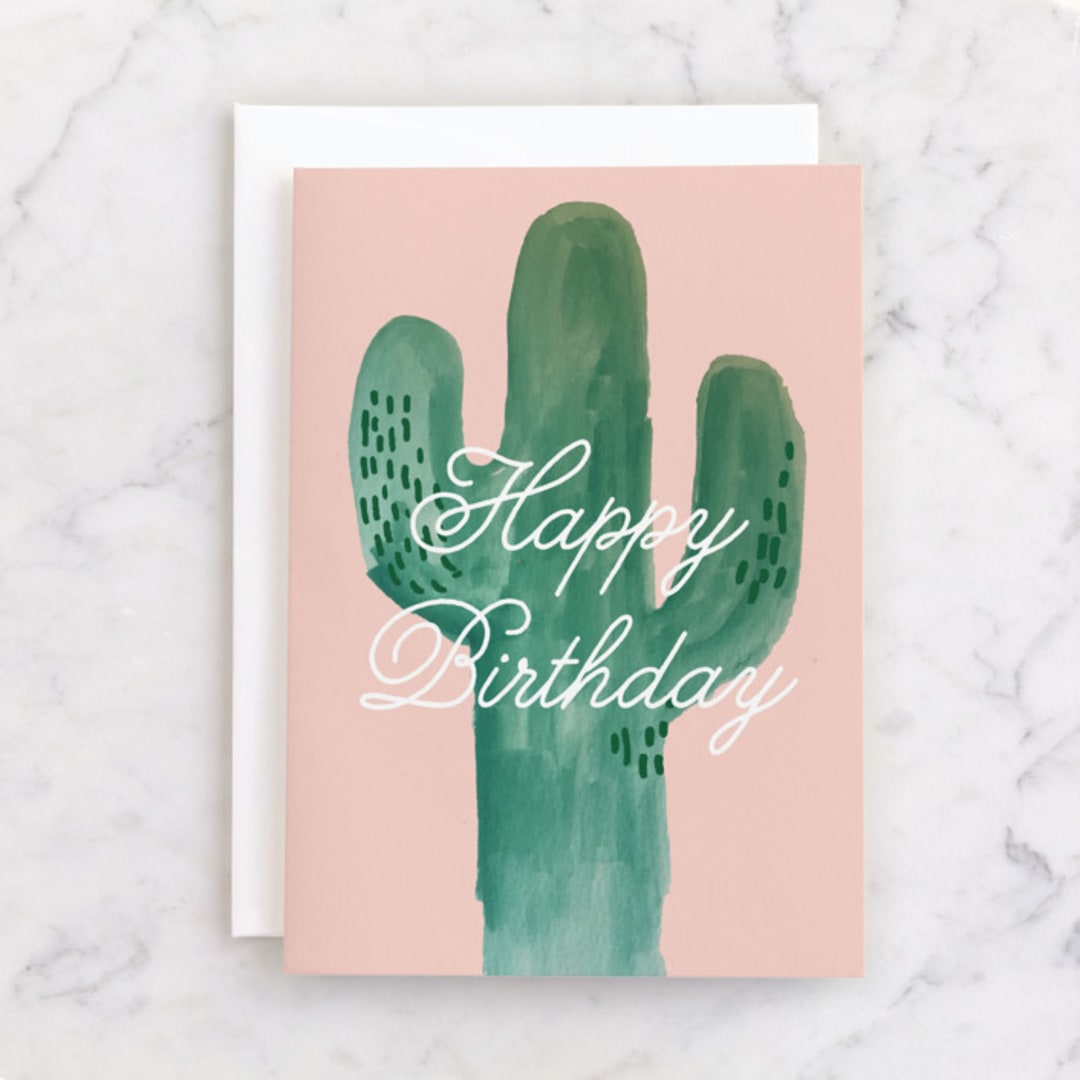 "Wild Cactus" - Single Greeting Cards in Pear by Baumbirdy - Front