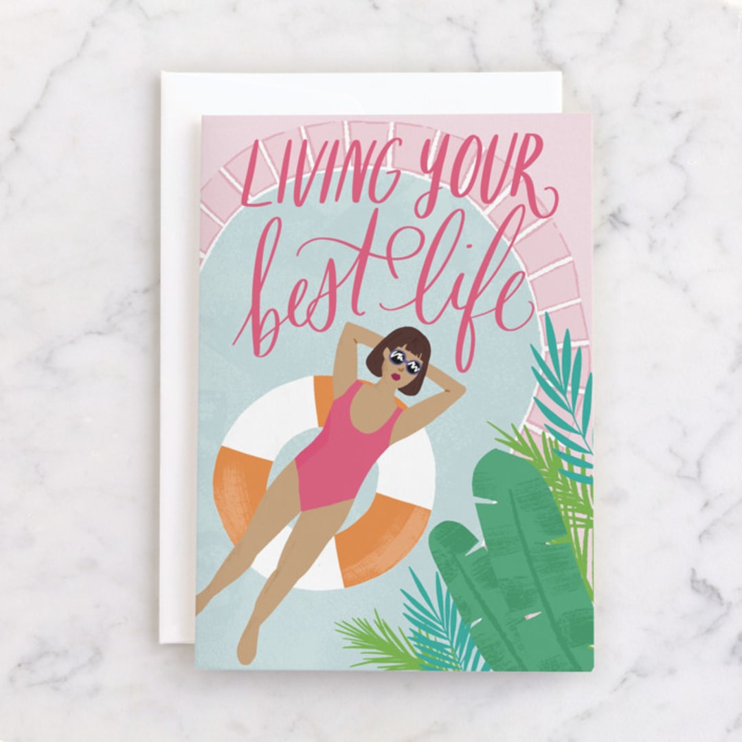 "Chill AF" - Single Greeting Cards in Blush by Everett Paper Goods - Front