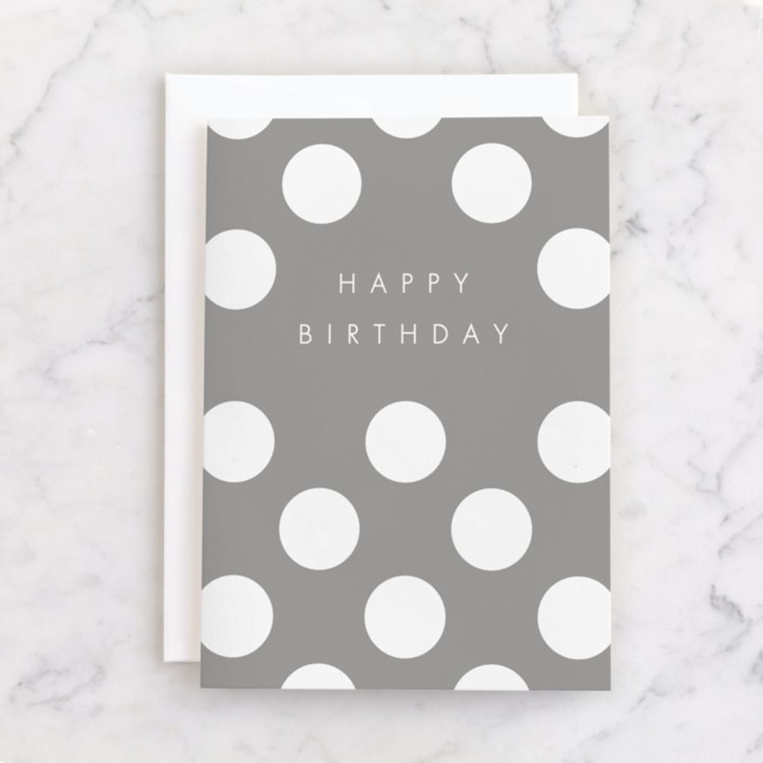 "Polka" - Single Greeting Cards in Slate by AK Graphics - Front