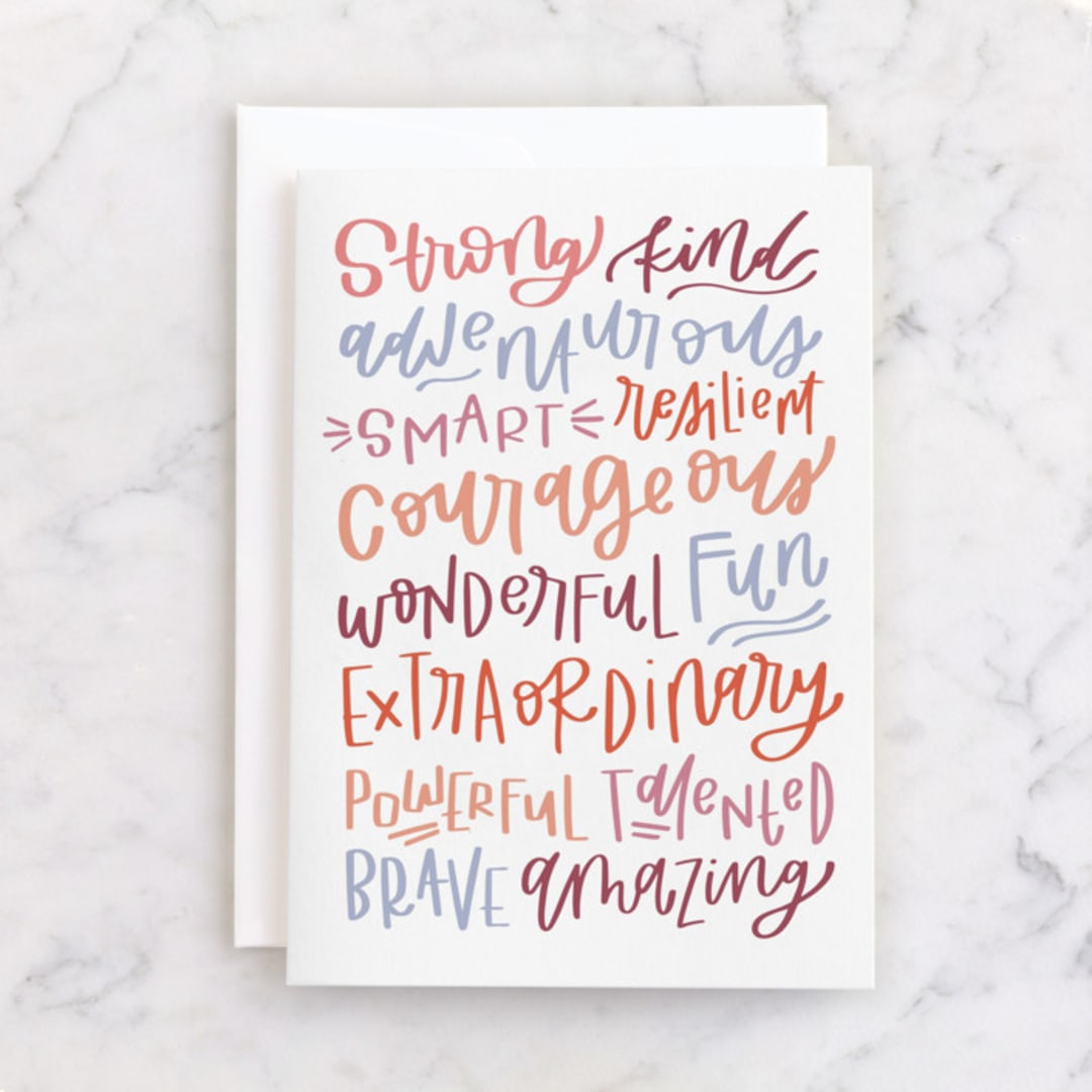 "You" - Single Greeting Cards in Berry by Olivia Goree - Front