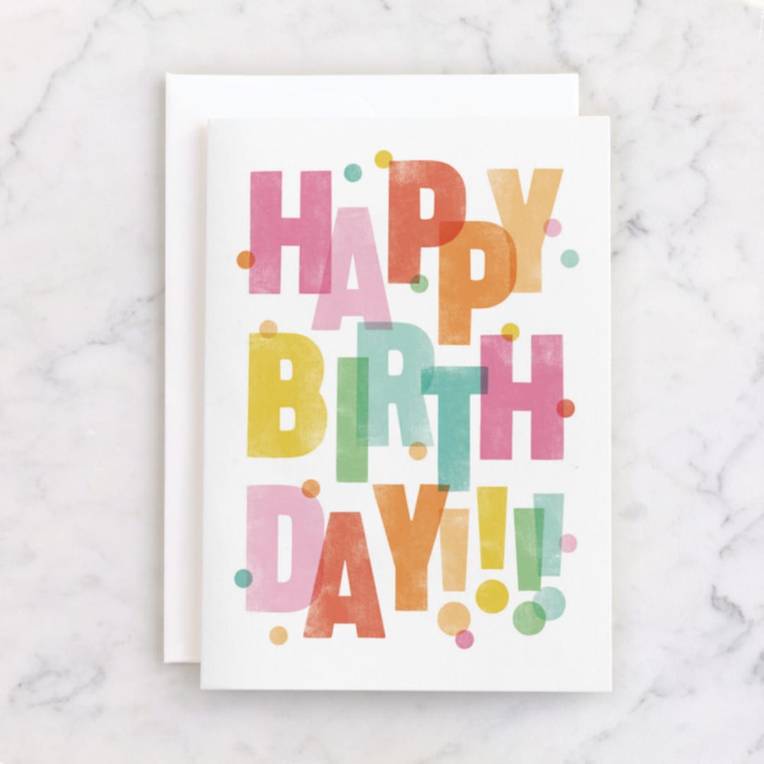 "Colorful Confetti" - Single Greeting Cards in Tangerine by Michelle Taylor - Front