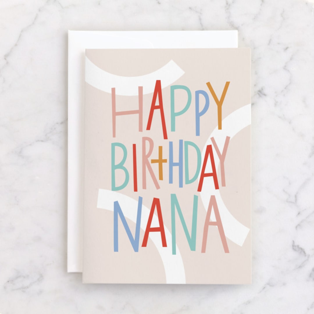 "Nana's Birthday" - Single Greeting Cards in Beige by Pixel and Hank - Front