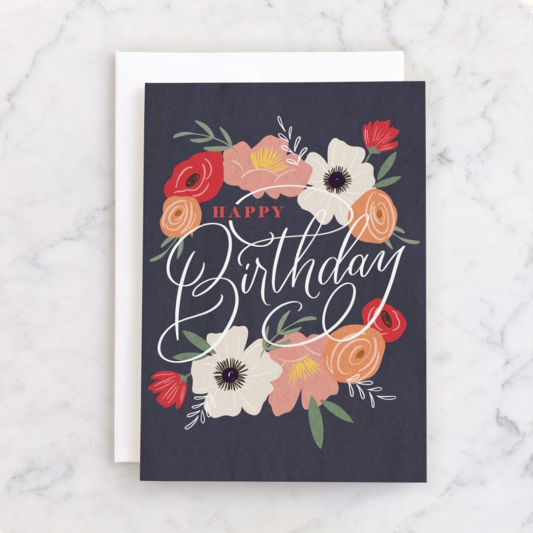 "Beautiful Day" - Single Greeting Cards in Navy by Erin German - Front