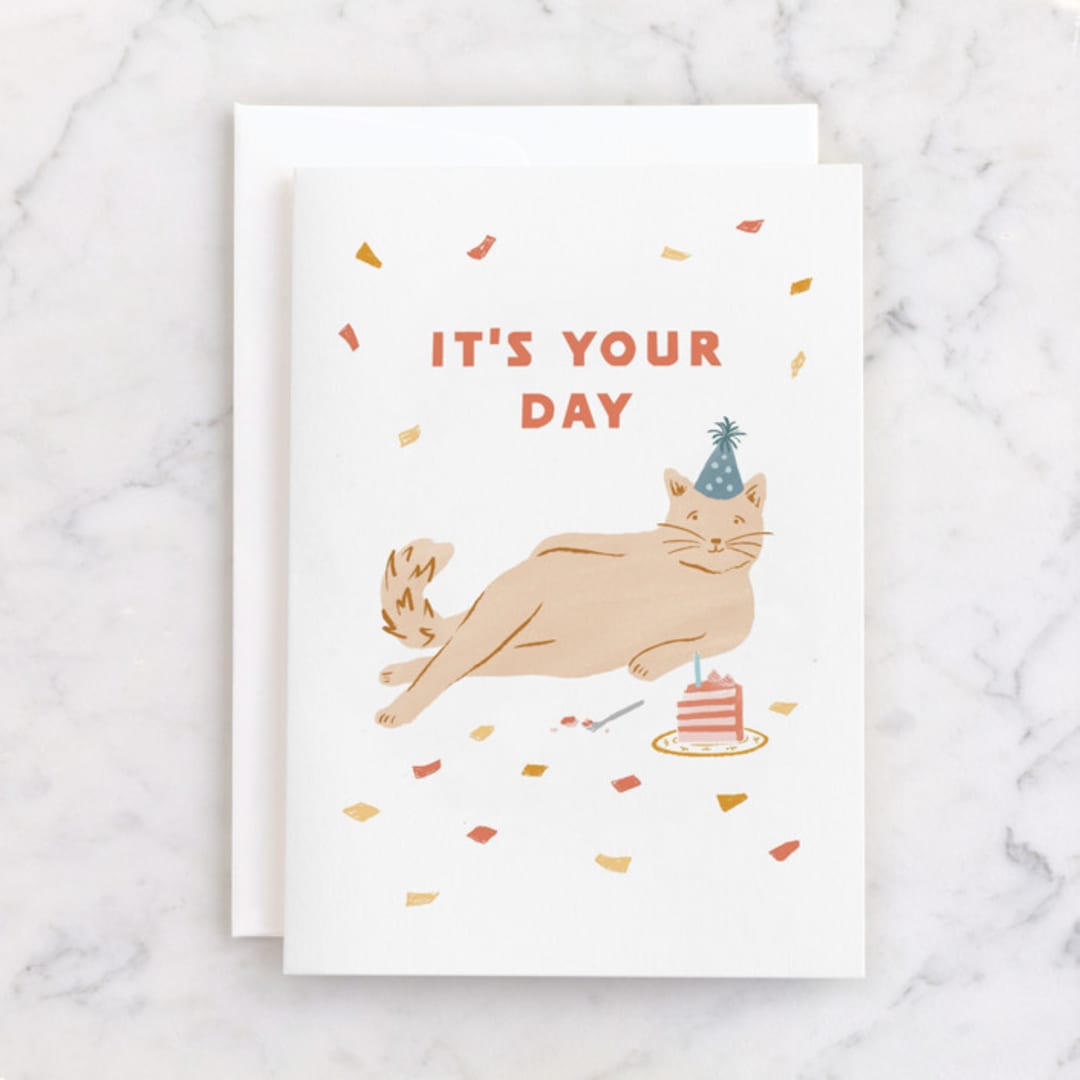 "Birthday Suit" - Single Greeting Cards in Cream by Jennifer A. Smith - Front