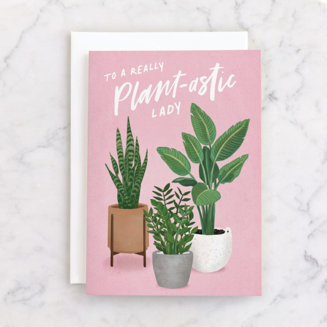 "Plant-astic" - Single Greeting Cards in Rose by Hooray Creative - Front