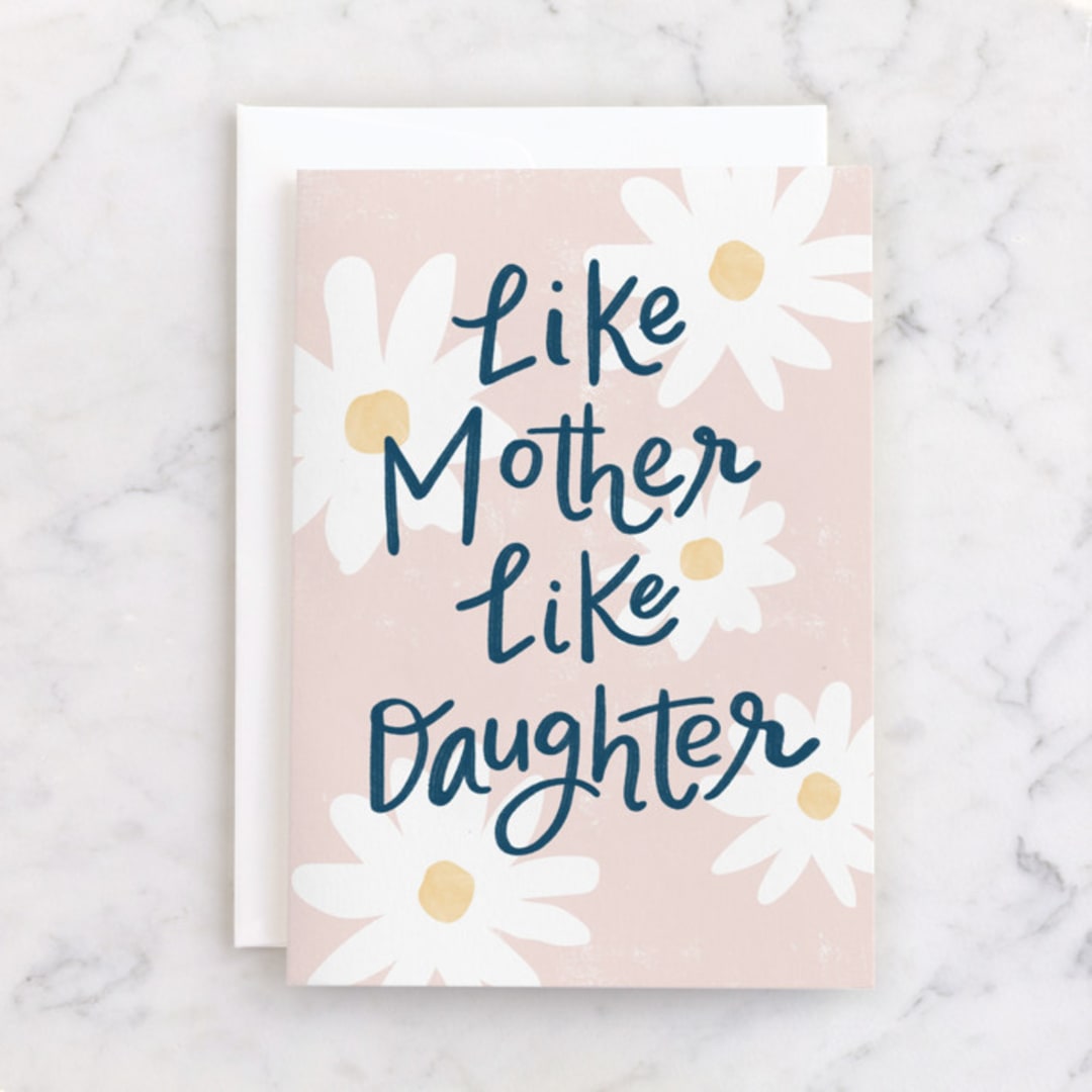 "Like Mother" - Single Greeting Cards in Blush by Pixel and Hank - Front