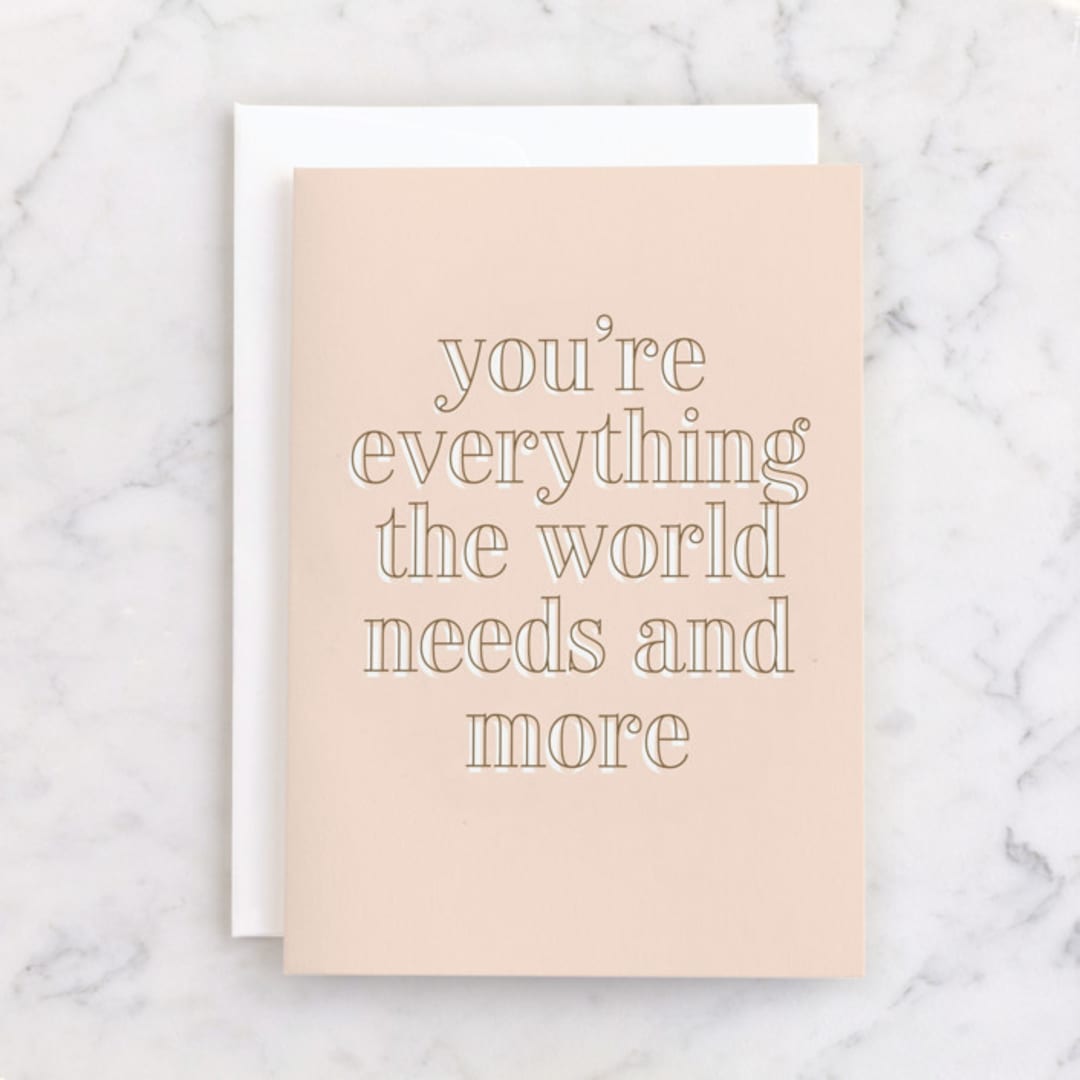 "Everything" - Single Greeting Cards in Bubblegum by Baumbirdy - Front