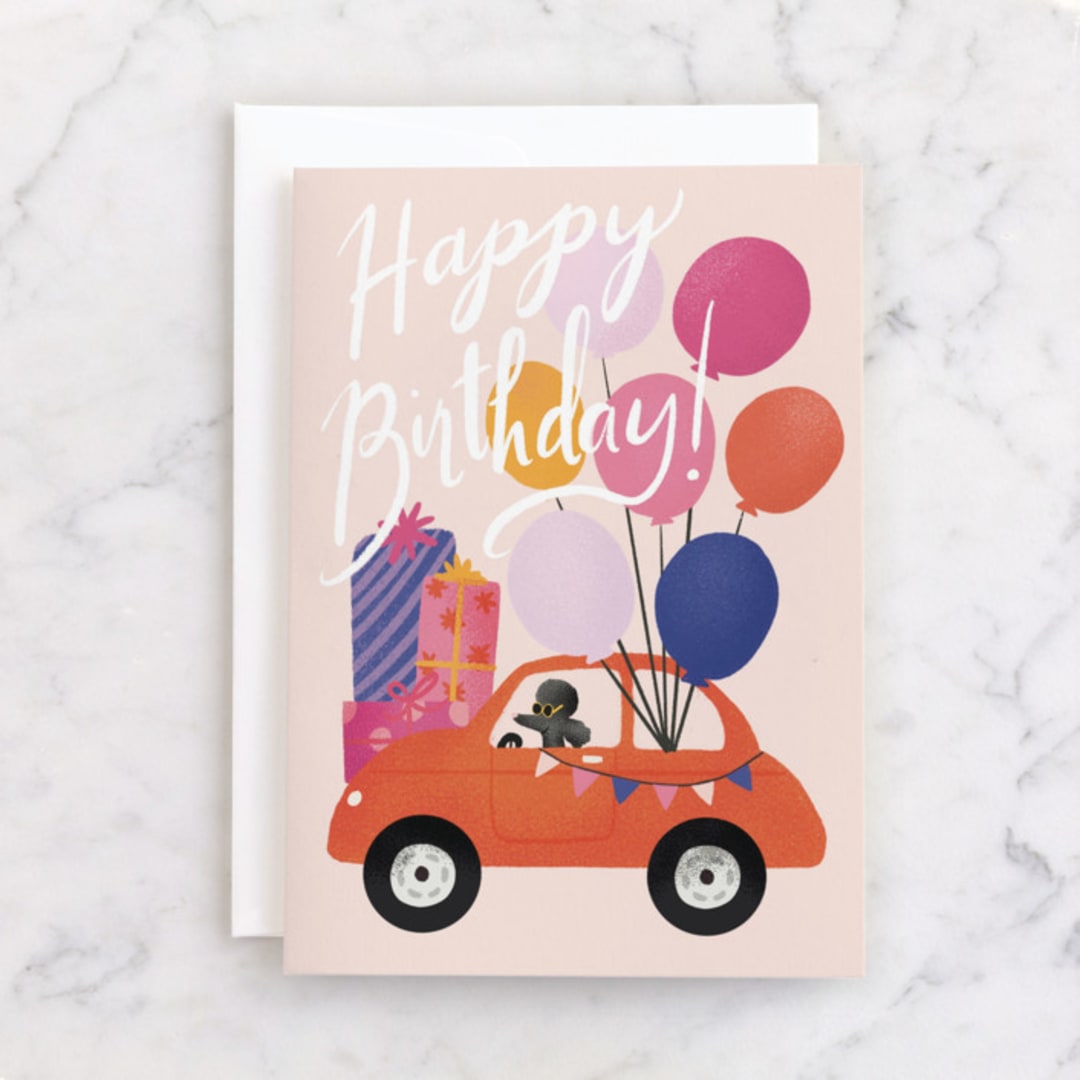 "Treat Yo Self" - Single Greeting Cards in Blush by Ana Peake - Front