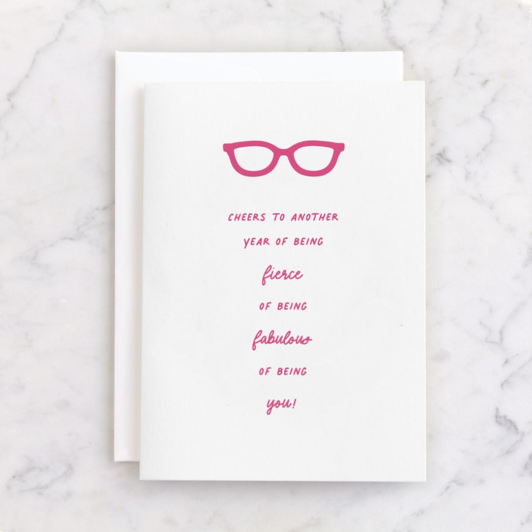 "Fierce Birthday" - Single Greeting Cards in Poppy by Sarah Hale - Front