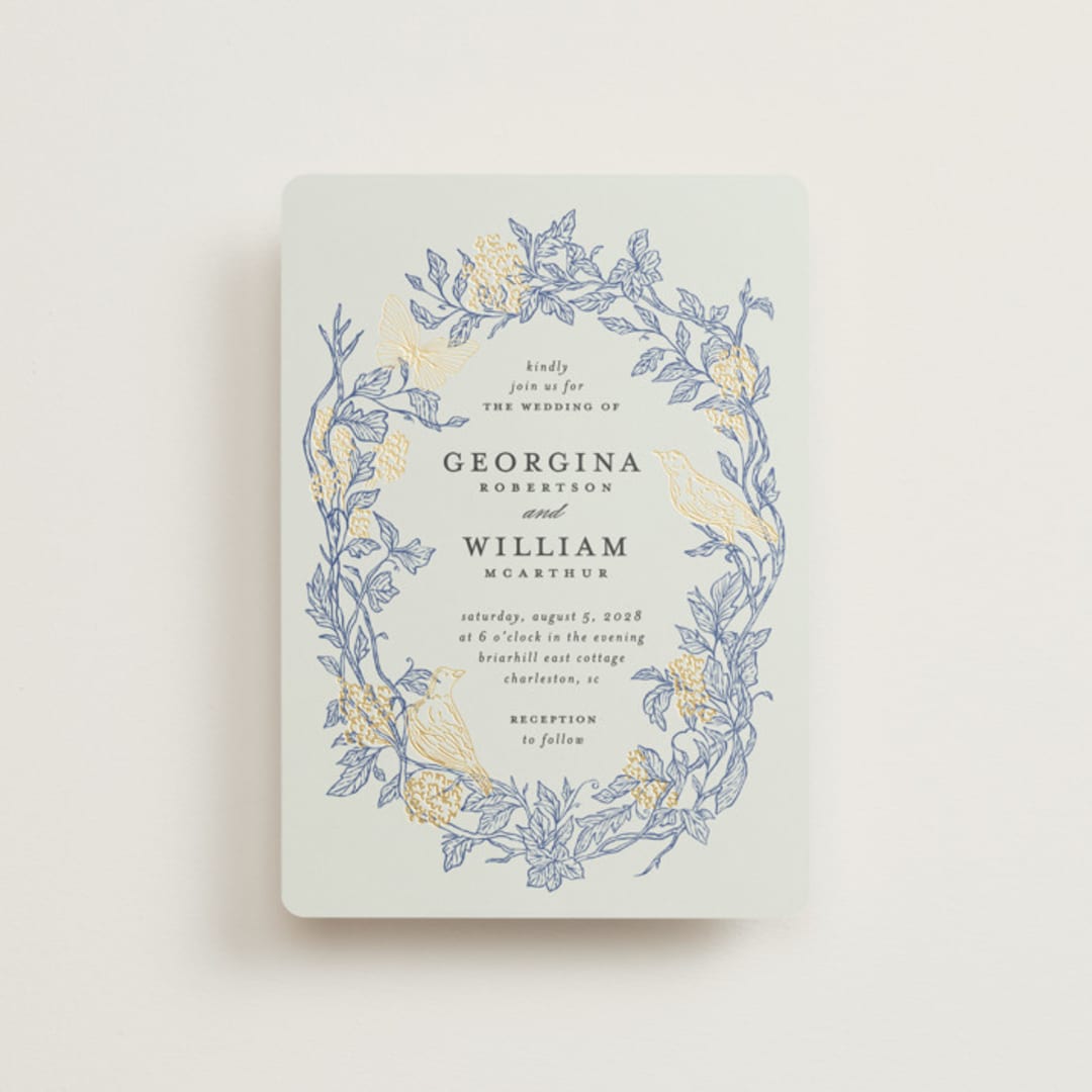 "meet me in the garden" - Wedding Invitations in Cornflower by Grae - Front