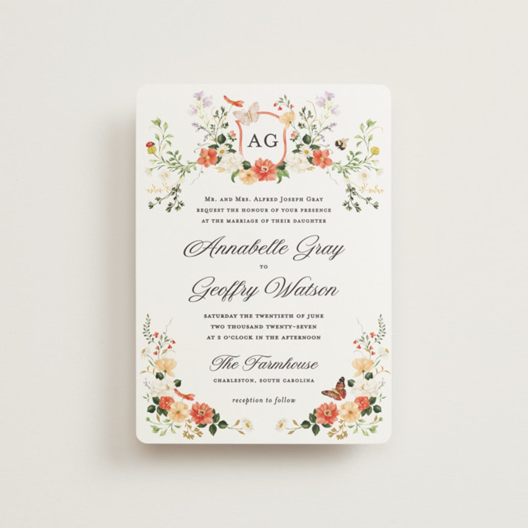 "Fleur" - Wedding Invitations in Verona Sunset by Sarah Knight - Front