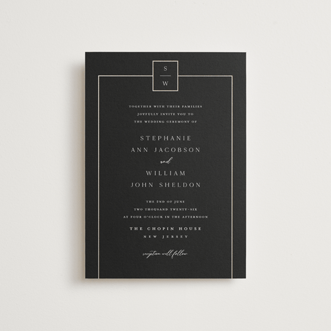 "Elegant Station" - Wedding Invitations in Noir by Stacey Meacham - Front