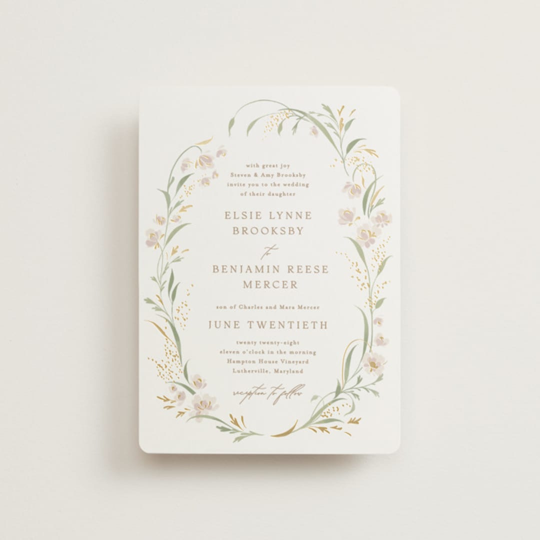 "Meadow" - Wedding Invitations in Spring Mist by Erin L. Wilson - Front