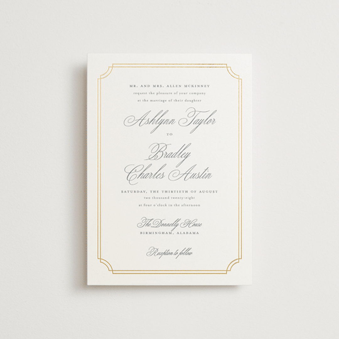 "Formally" - Wedding Invitations in Mist by Sarah Brown - Front