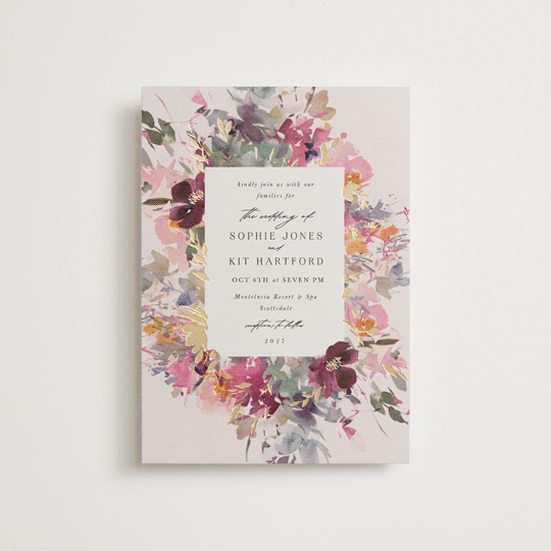 "Fleur" - Wedding Invitations in Blush by Lori Wemple - Front