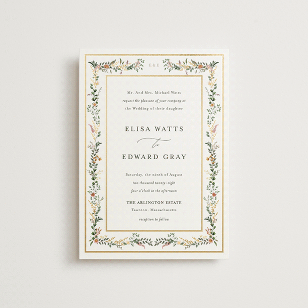 "Blooming Vine" - Wedding Invitations in Blush by Susan Moyal - Front